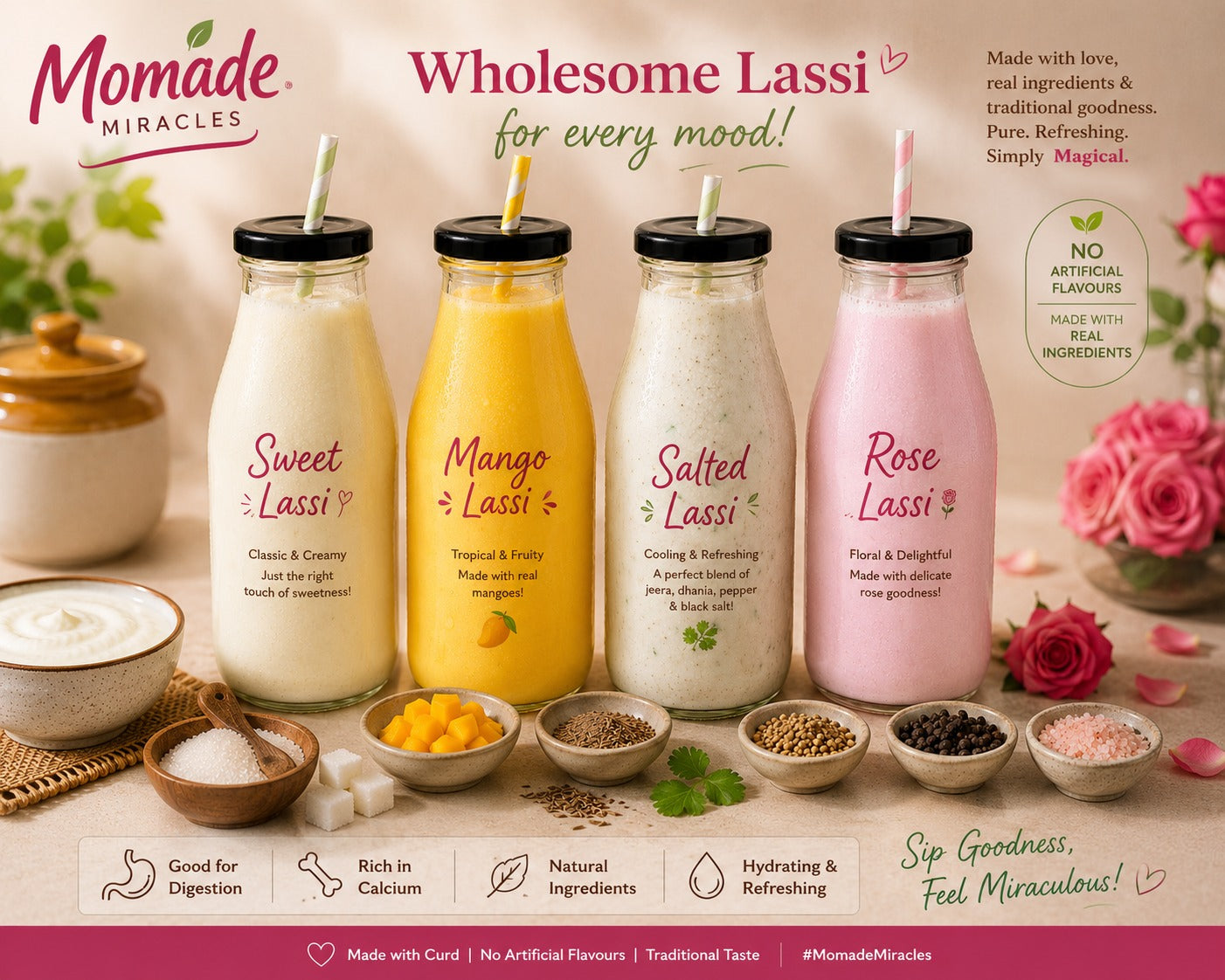 Wholesome Lassi for Every Mood: Four Refreshing Flavours by Momade Miracles