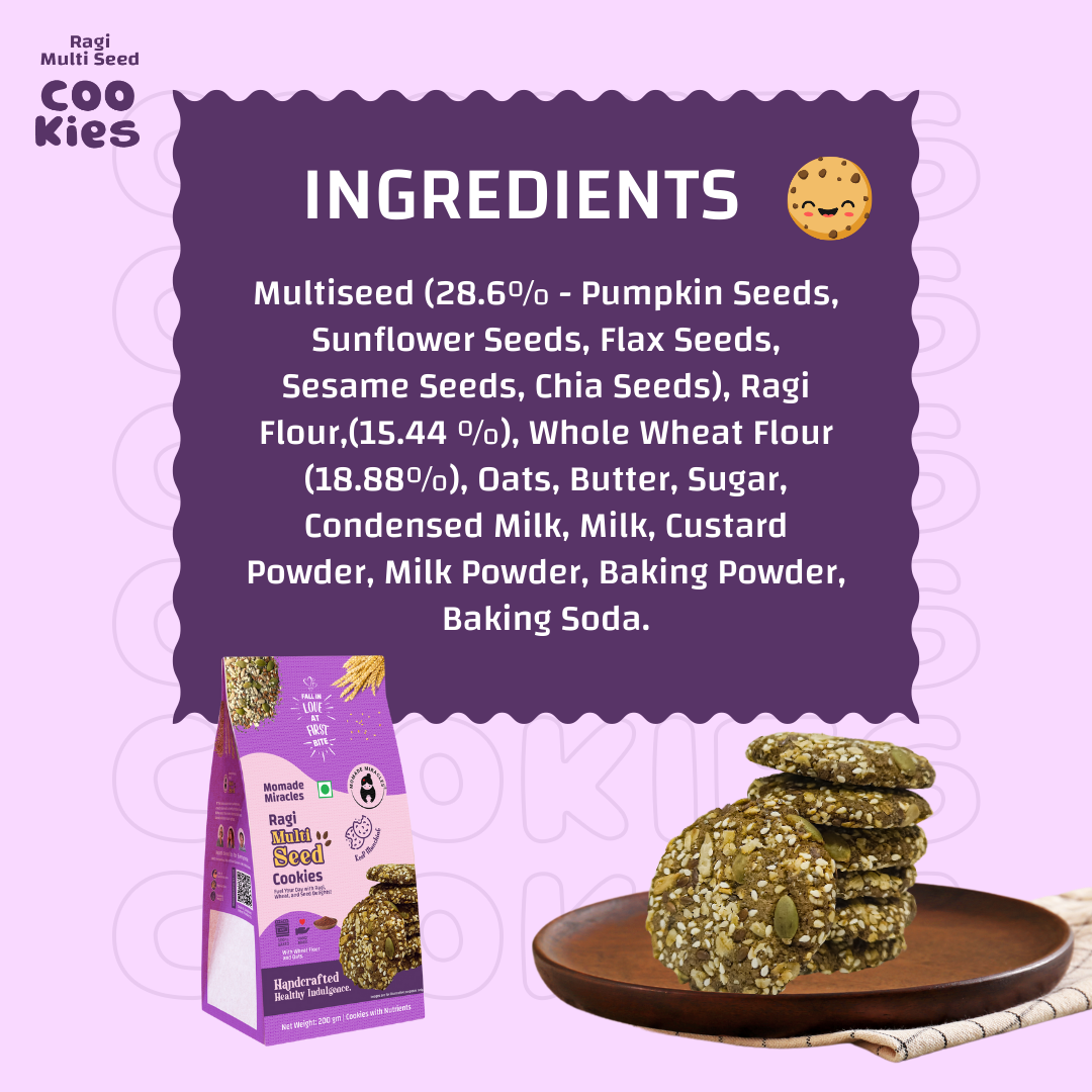 Momade Miracles Ragi Multiseeds Cookies | With Wheat Flour & Butter | Tea Time Snack | Guilt Free Cookies | Millet Cookies |100% Egg-Free Biscuits | Best for Gifting | Authentic Indian Taste, 200 gm Each (Pack Of 2)