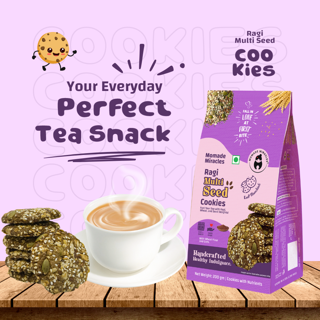 Momade Miracles Ragi Multiseeds Cookies | With Wheat Flour & Butter | Tea Time Snack | Guilt Free Cookies | Millet Cookies |100% Egg-Free Biscuits | Best for Gifting | Authentic Indian Taste, 200 gm Each (Pack Of 2)