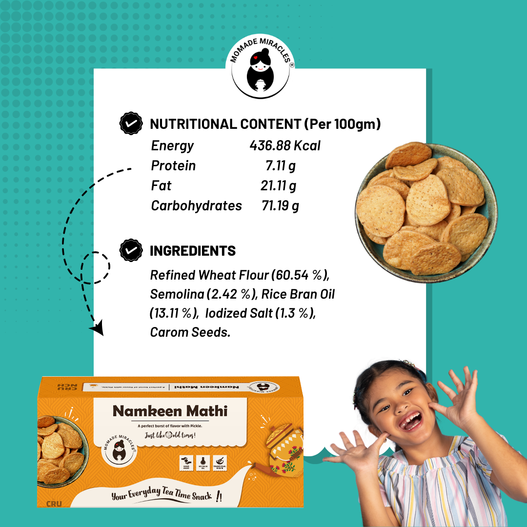Momade Miracles Namkeen Mathi 330g | Indian Tea Time Crunchy Party Snack | Namkeen & Savouries | Healthy Snack with No Palm Oil | Namkeen Mathri | Delightfully Ready to Eat | Traditional Mathi