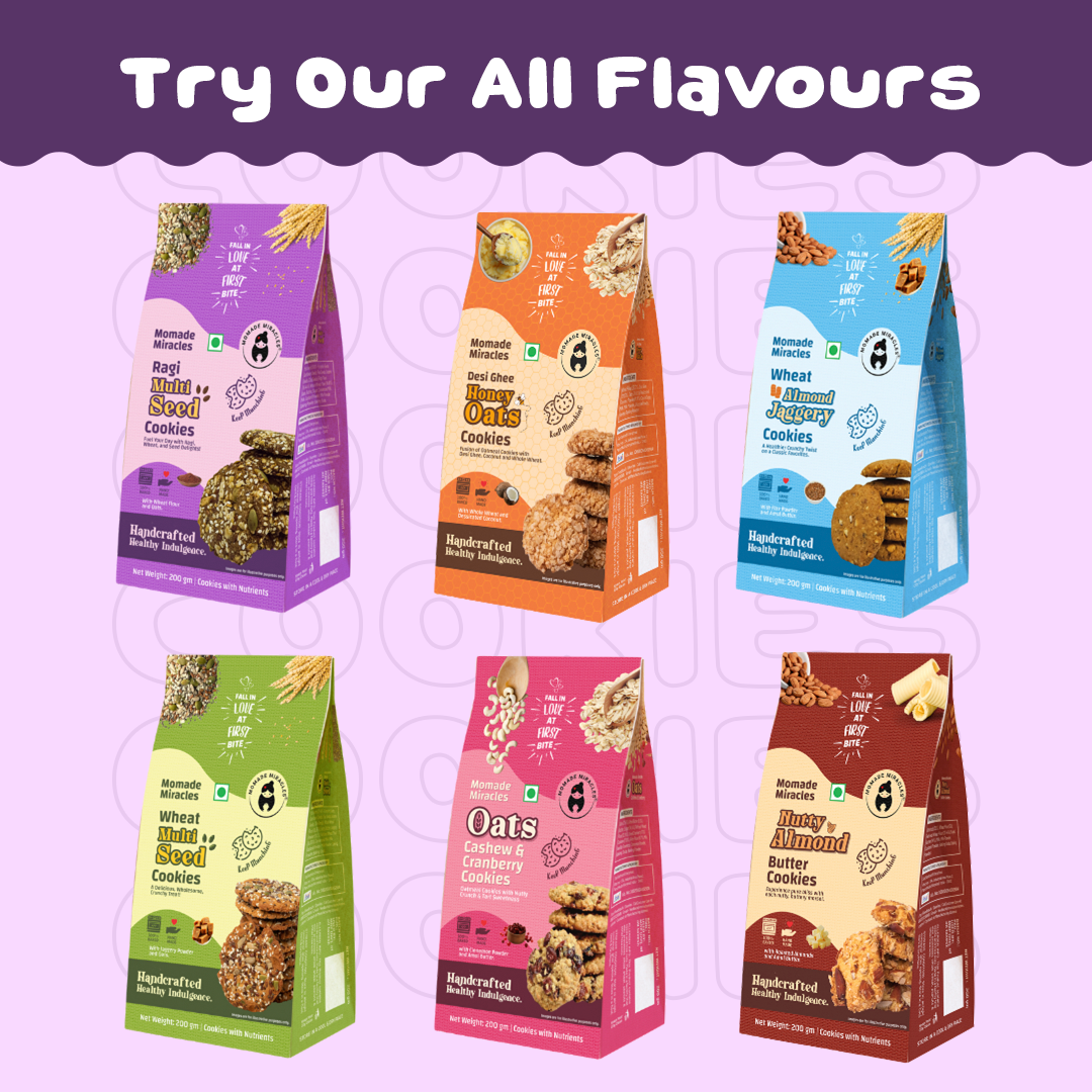 Momade Miracles Ragi Multiseeds Cookies | With Wheat Flour & Butter | Tea Time Snack | Guilt Free Cookies | Millet Cookies |100% Egg-Free Biscuits | Best for Gifting | Authentic Indian Taste, 200 gm Each (Pack Of 2)