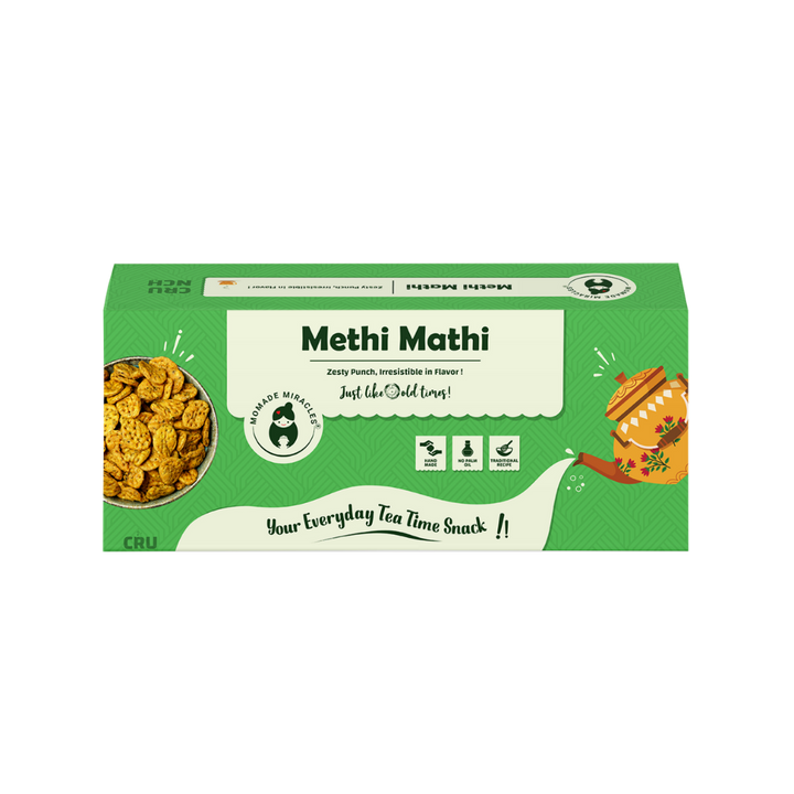 Momade Miracles Methi Mathi 330g | Ready to Eat Mathri Snacks | Indian Tea Time Crunchy Party Snack | Namkeen Methi Mathi | Healthy Snack with No Palm Oil | Mathri | Namkeen & Savouries
