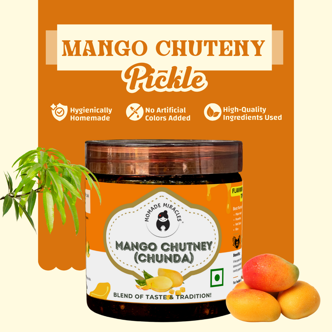 Momade Miracles Raw Mango Chutney | Sweet & Spicy Aam Chunda | Oil Free & All Natural Homemade Mango Jam (800gm)