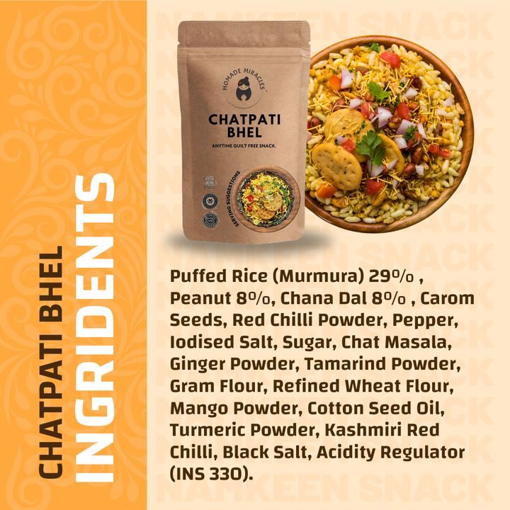 Momade Miracles Chowpati Bhelpuri 180g | Chatpati Bhel Namkeen | Gluten free | Namkeen & Savouries | High Protein Party Snack | Delightfully Ready to Eat Snacks