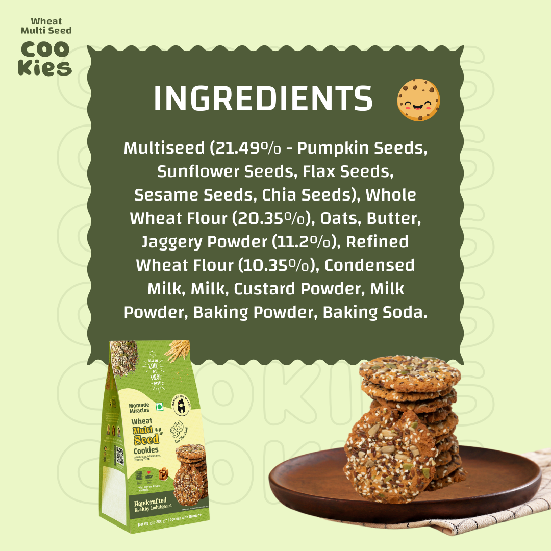 Momade Miracles Multiseeds Cookies | Wheat Multiseed Cookies| Guilt-Free Treats for Any Time | High Fiber & Protein Cookies | Festive Gift Option, 200gm Each
