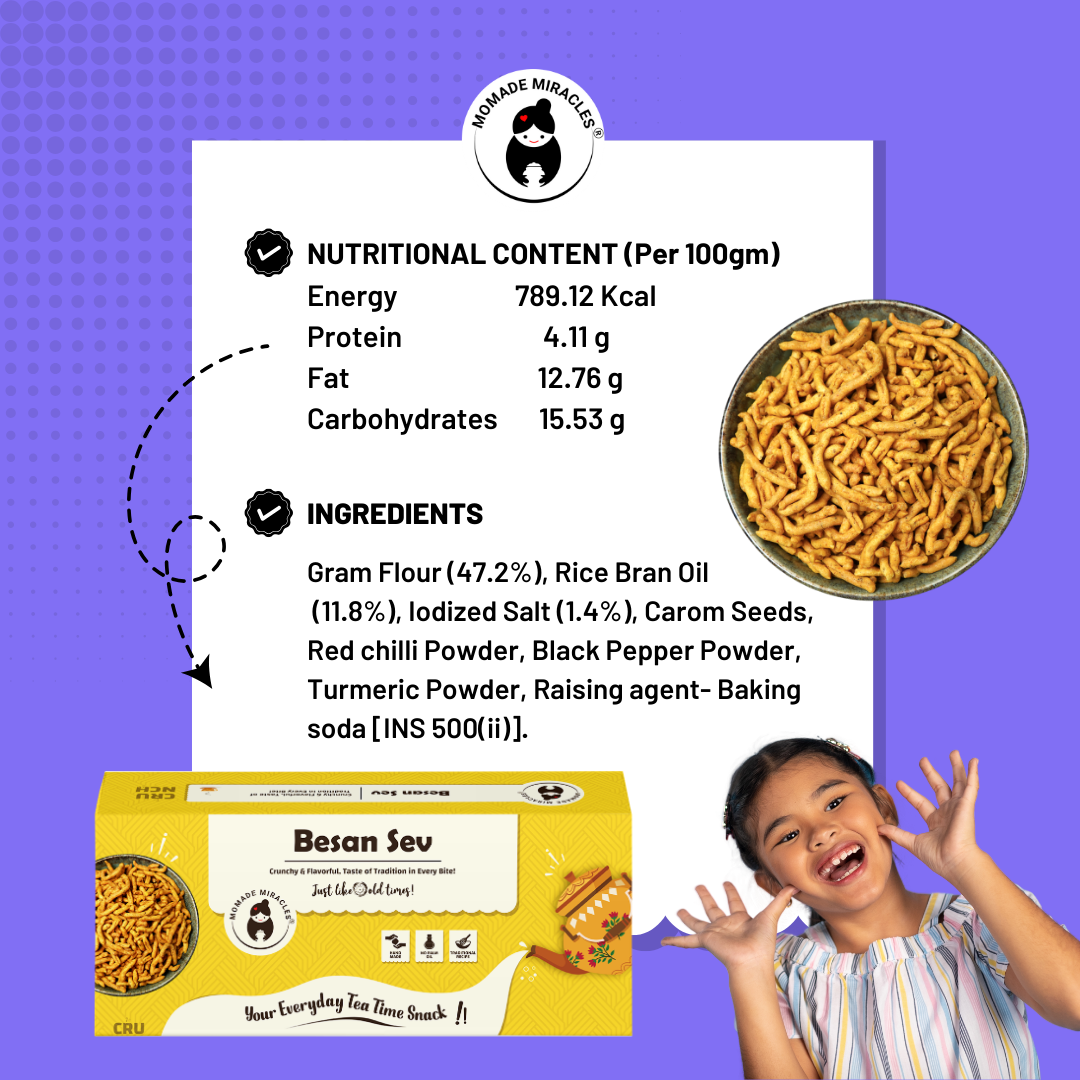 Momade Miracles Besan Sev 330g | Crispy & Crunchy Namkeen | Bikaneri Besan Sev | Tea Time Crunchy Party Snack | Namkeen & Savouries | No Palm Oil