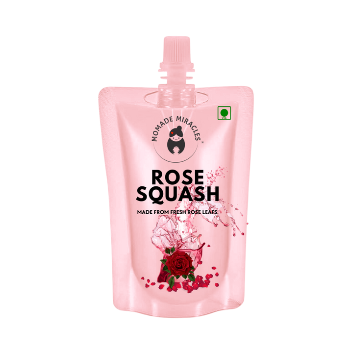 Momade Miracles Rose Sharbat/Squash - 500ml Pouch - Instant Refreshment Beverage - Fresh Gulab Syrup - Perfect Summer Squash Drink