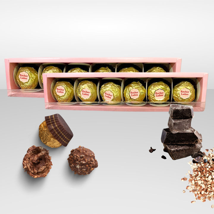 Momade Miracles Nutty Delight (Rocher Ladoo) | Indian Sweet with Rich Chocolate & Nutty Delight | Perfect for Celebrations and Gifting (Pack Of 2 (9 Bites Each Box)