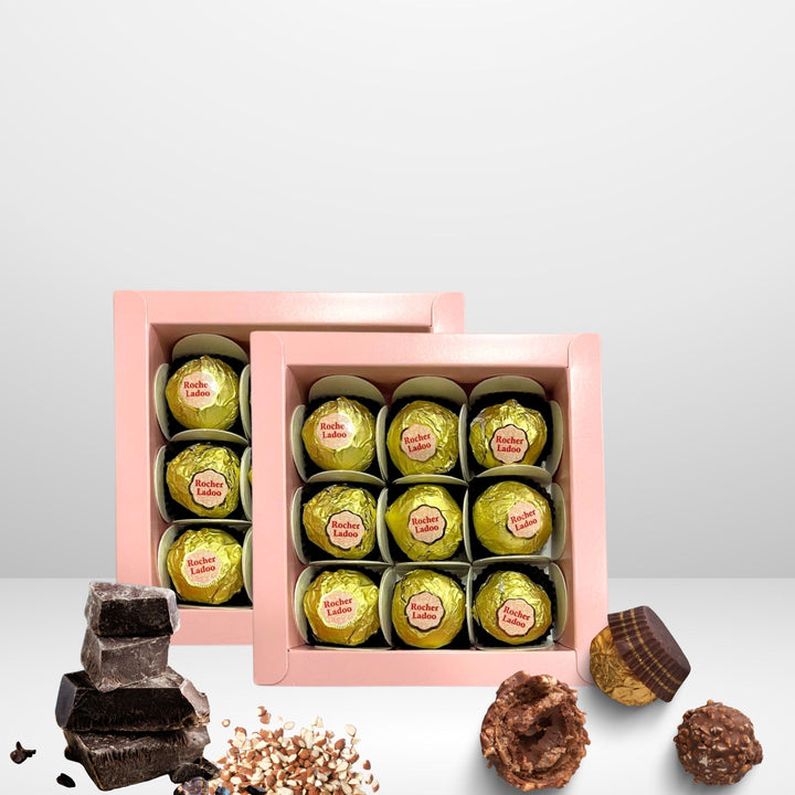 Momade Miracles Nutty Delight (Rocher Ladoo) | Indian Sweet with Rich Chocolate & Nutty Delight | Perfect for Celebrations and Gifting (Pack Of 2 (9 Bites Each Box)
