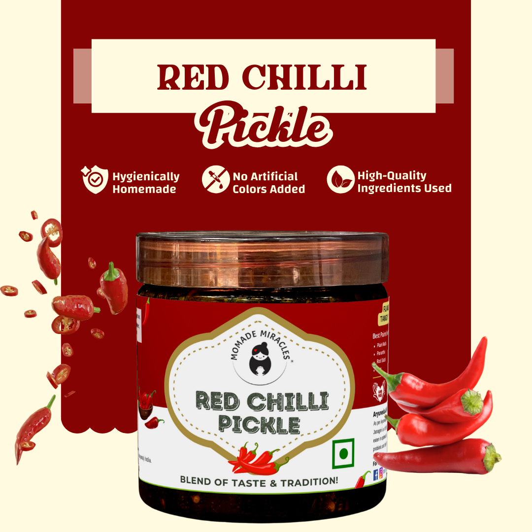Momade Miracles Red Chilli Pickle in Fresh Mustard Oil | Homemade Bharwa Lal Mirch Achar | Spicy & Tangy Stuffed Red Chili Pickle | Traditional Indian Recipe | Authentic Flavor with Less Oil |