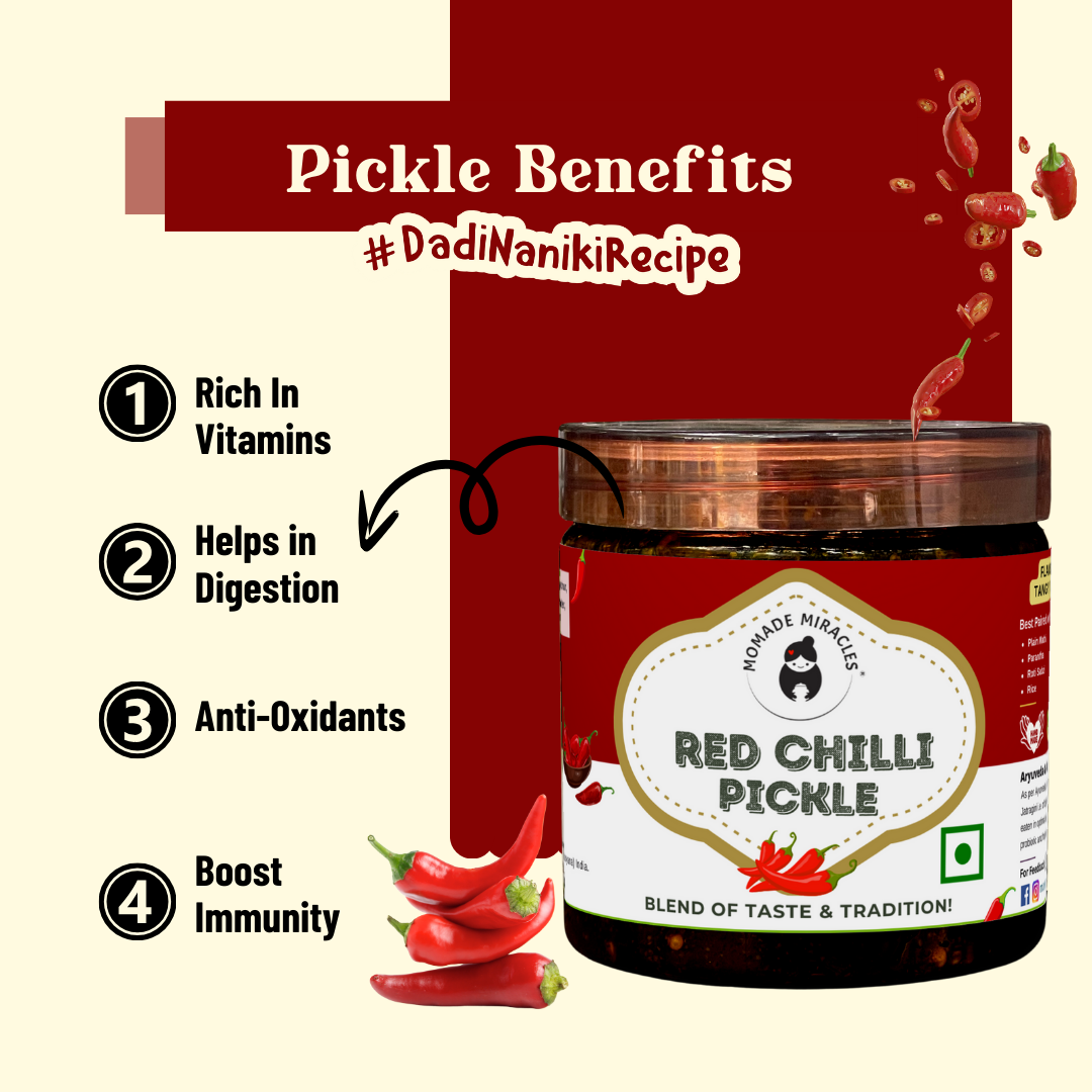 Momade Miracles Red Chilli Pickle in Fresh Mustard Oil | Homemade Bharwa Lal Mirch Achar | Spicy & Tangy Stuffed Red Chili Pickle | Traditional Indian Recipe | Authentic Flavor with Less Oil |