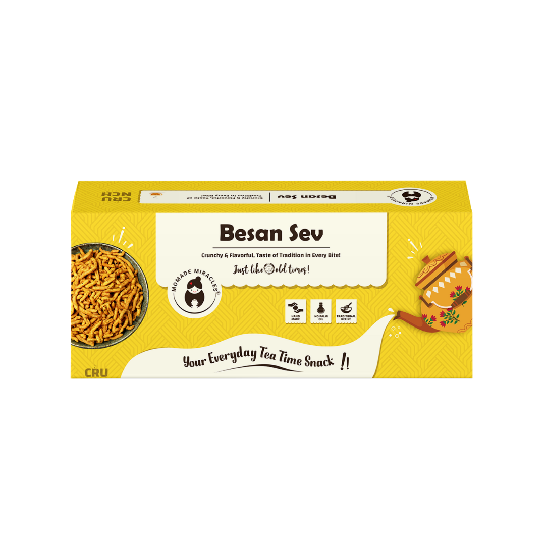 Momade Miracles Besan Sev 330g | Crispy & Crunchy Namkeen | Bikaneri Besan Sev | Tea Time Crunchy Party Snack | Namkeen & Savouries | No Palm Oil