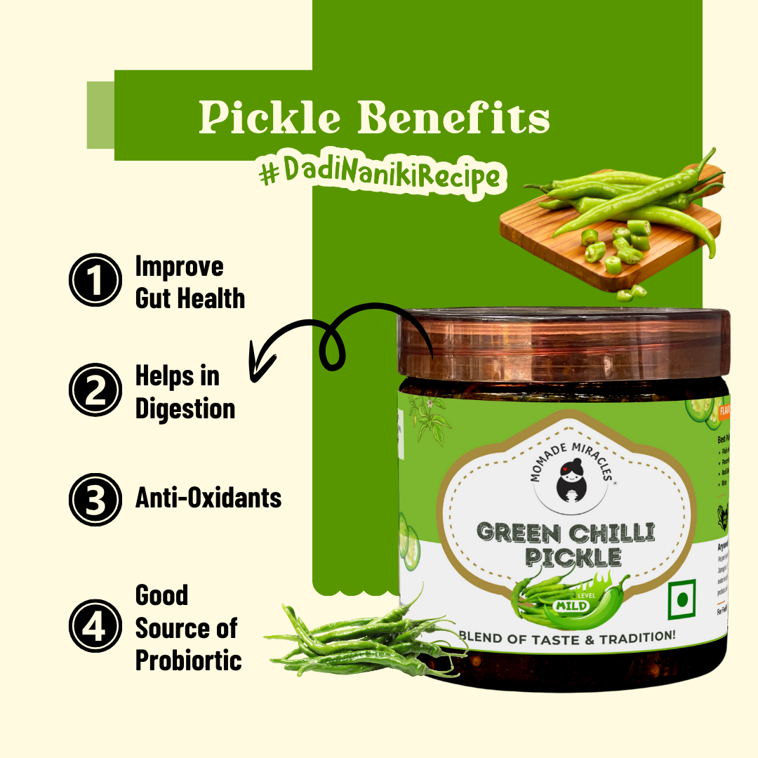 Green Chilli Pickle | HomemadeMomade Miracles Green Chilli Pickle, Hari Mirch Ka Achar, Hot, Tangy, Spicy & Delicious Taste, Traditional Pickle, Ghar Ka Achar, Made Indian Recipe, 100% Organic Green Chille Pickle