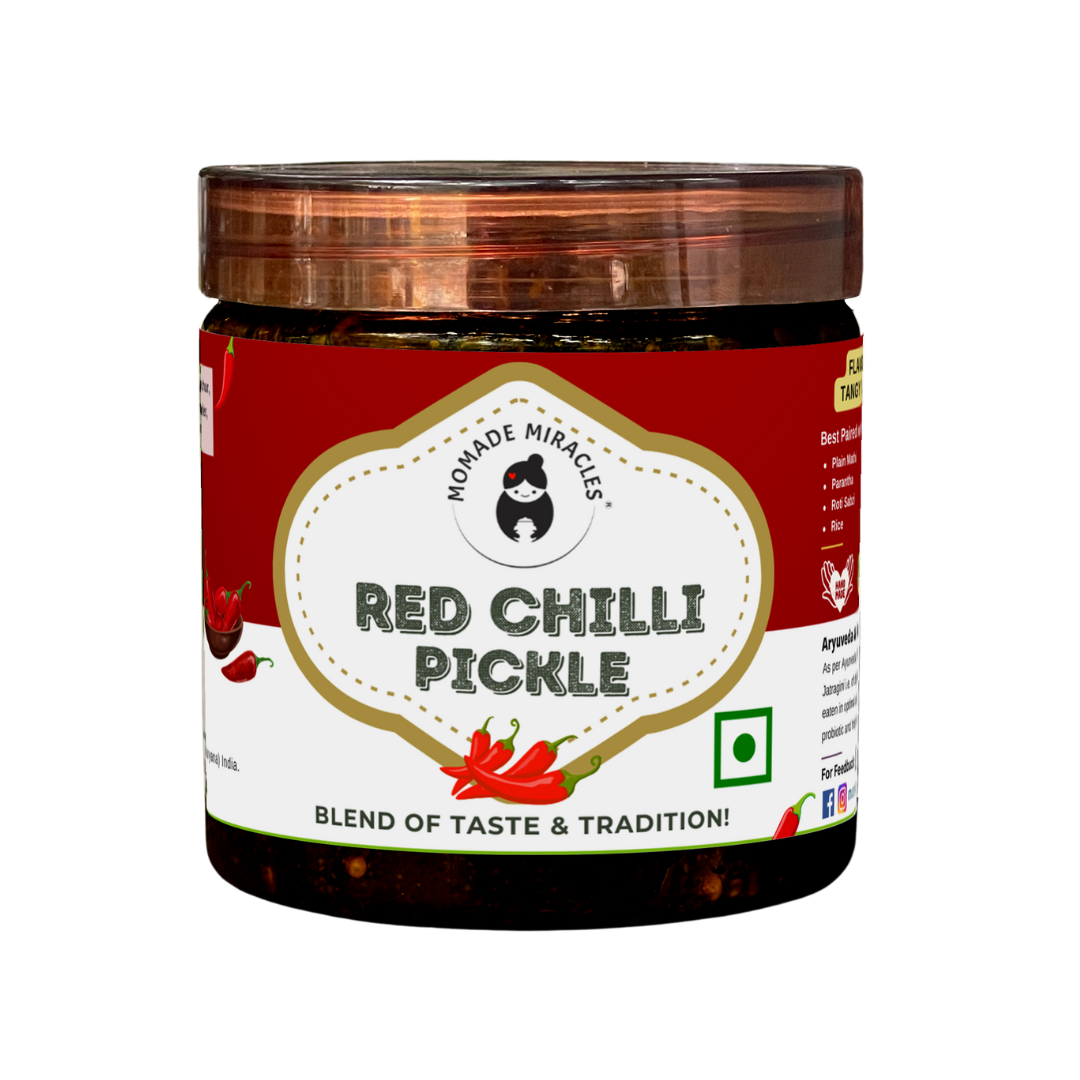 Momade Miracles Red Chilli Pickle in Fresh Mustard Oil | Homemade Bharwa Lal Mirch Achar | Spicy & Tangy Stuffed Red Chili Pickle | Traditional Indian Recipe | Authentic Flavor with Less Oil |