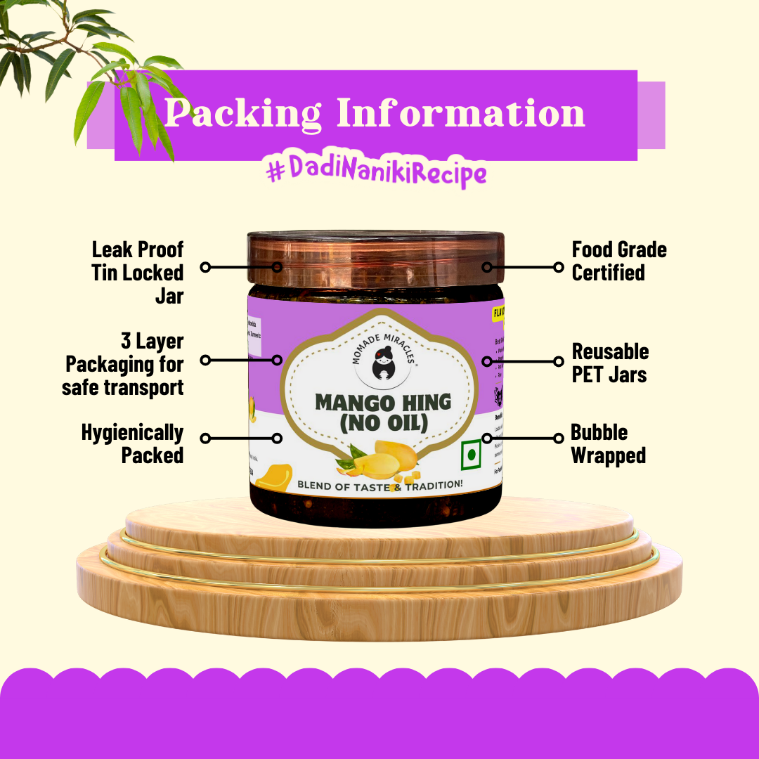 Momade Miracles Mango Aam ka Achar with Hing Flavour/Pickle Without Oil (400 gm) Traditional Indian Homemade Achar with Hing, Sweet & Tangy Pickle | Dry Sukha Aam Ka Achaar made with Organic Methods & Preservative free