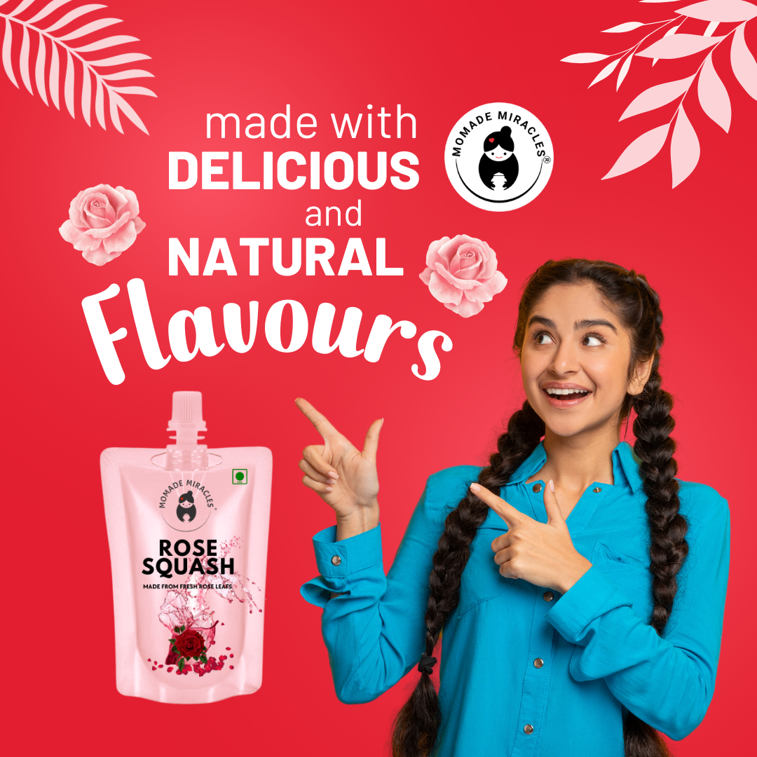 Momade Miracles Rose Sharbat/Squash - 500ml Pouch - Instant Refreshment Beverage - Fresh Gulab Syrup - Perfect Summer Squash Drink