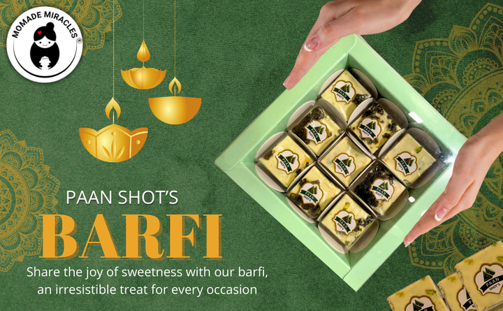 Momade Miracles Paan Shot's | Diwali Special Sweet Box | Refreshing Paan Flavour Barfi | Made With White Chocolate | Mouth Freshener Indian Sweet | Healthy Traditional Mithai  | After-Meal Snack , Pack Of 2 (9 Bites Each Box)