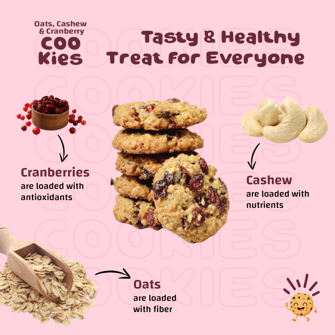 Momade Miracles Oats Cashew Cranberry Cookies | Wheat Flour &amp; Butter | Egg-Free | Tea-Time Snack | Guilt-Free | Authentic Indian Taste | Ideal for Gifting, 200 gm (Pack Of 1)
