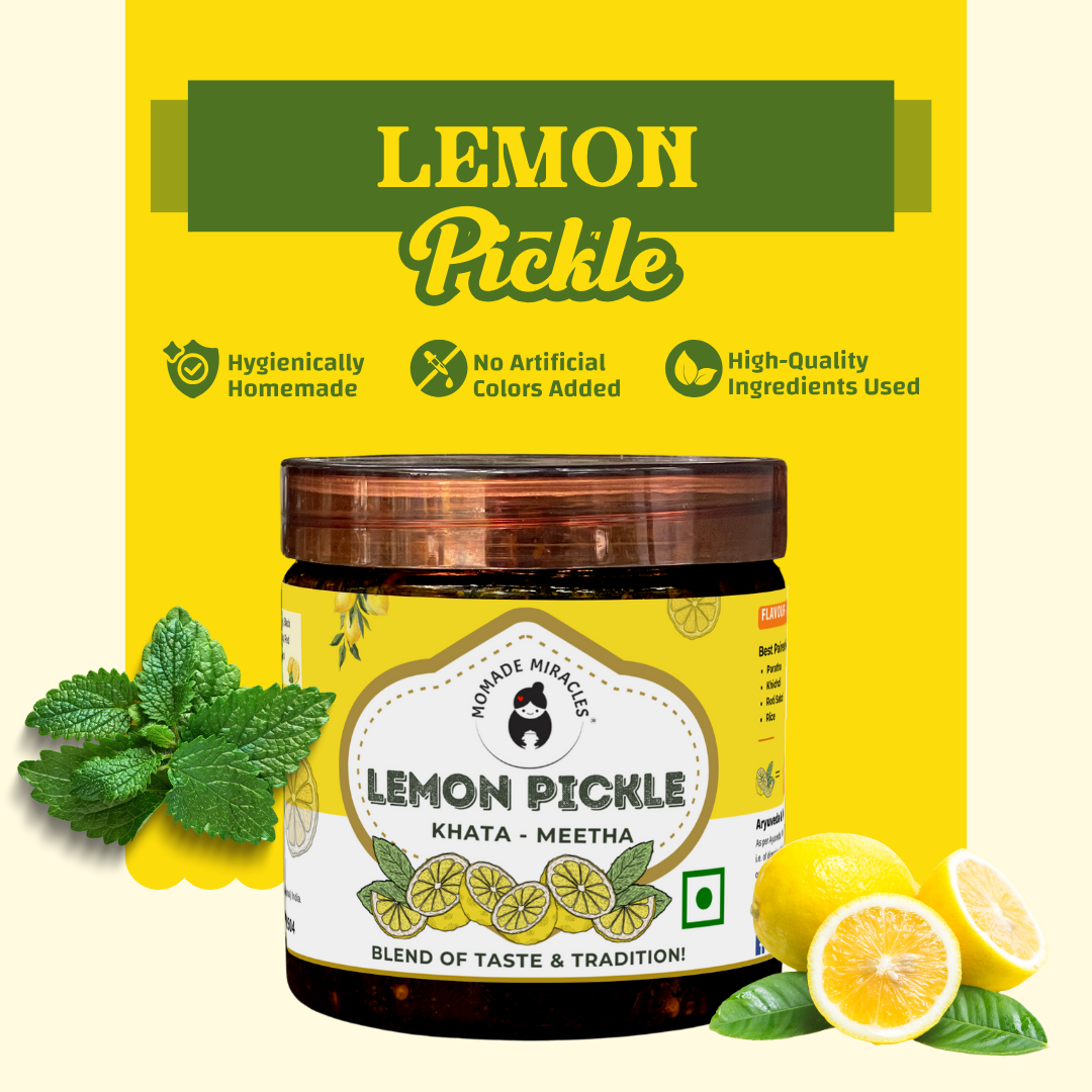 Momade Miracles Lemon Pickle Without Oil | Khatta Meetha Flavor | Made With Fresh Lemons | Homemade Sweet & Sour lemon Pickle | Nimbu Ka Achaar | Traditional Recipe (800 gm)