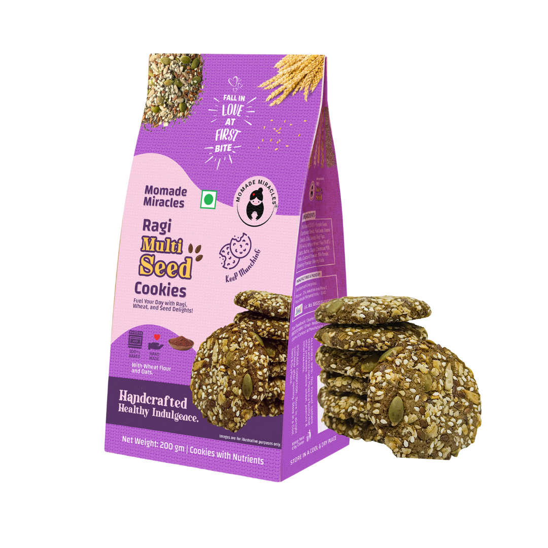 Momade Miracles Ragi Multiseeds Cookies | With Wheat Flour & Butter | Tea Time Snack | Guilt Free Cookies | Millet Cookies |100% Egg-Free Biscuits | Best for Gifting | Authentic Indian Taste, 200 gm Each (Pack Of 2)