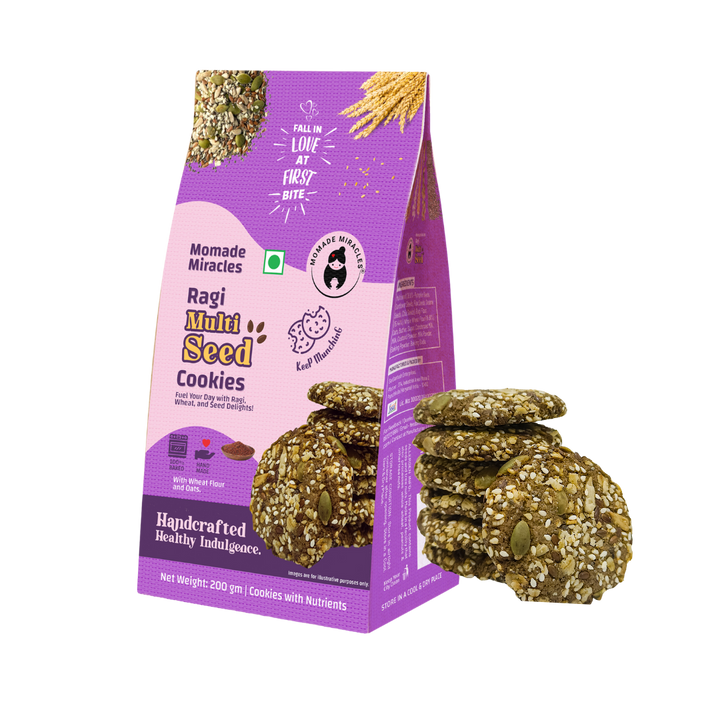 Momade Miracles Ragi Multiseeds Cookies | With Wheat Flour & Butter | Tea Time Snack | Guilt Free Cookies | Millet Cookies |100% Egg-Free Biscuits | Best for Gifting | Authentic Indian Taste, 200 gm Each (Pack Of 2)