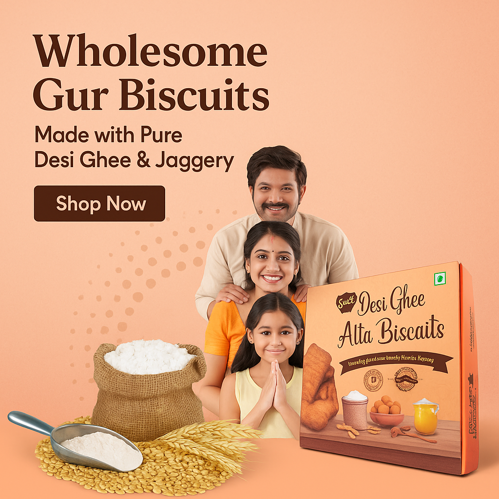 Desi Ghee Gur Atta Biscuits | Premium Handmade