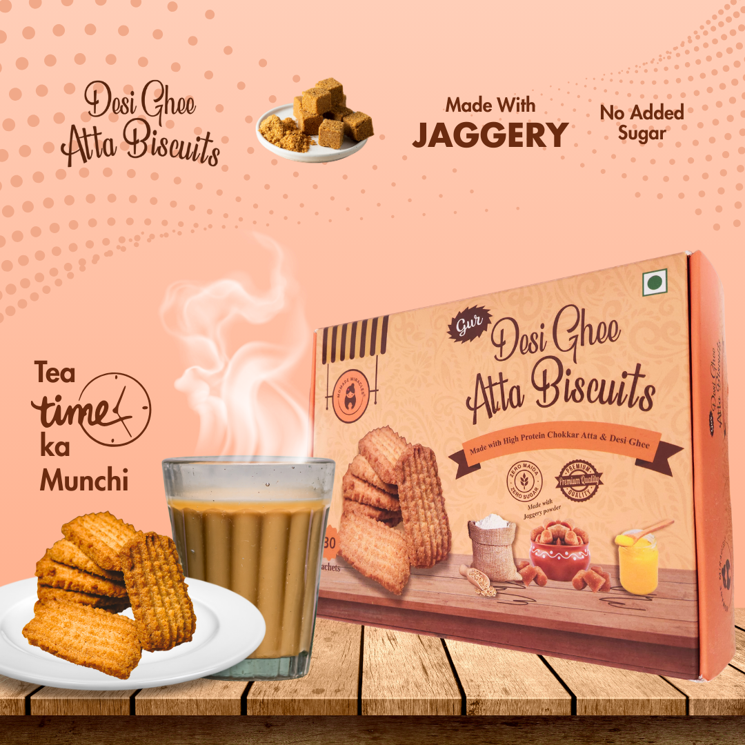Desi Ghee Gur Atta Biscuits | Premium Handmade