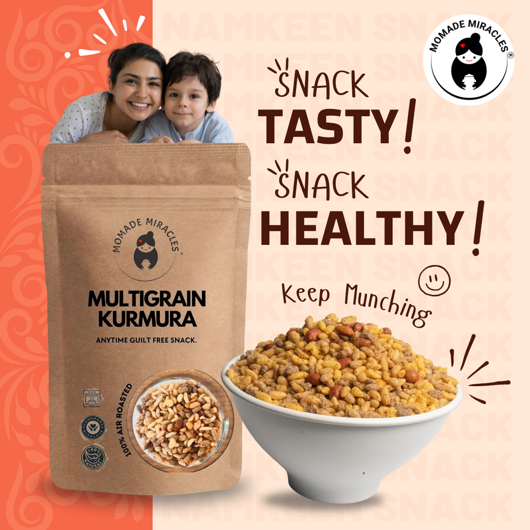 Momade Miracles Multi Millet Kurmura 150g (Pack of 2) | Diet Mixture Namkeen | Jowar, Ragi and Bajra Puffs | Healthy and gluten free | Namkeen & Savouries | High Protein Party Snack | Delightfully Ready to Eat Snacks
