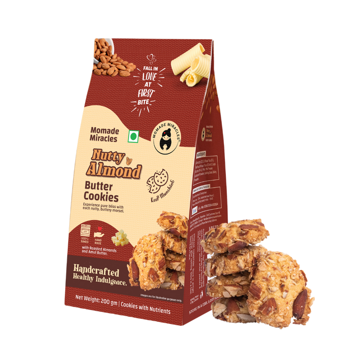 Nutty Almond Butter CookiesMomade Miracles Nutty Almond Butter Cookies | With Wheat Flour & Butter| Guilt Free Cookies | Healthy Snacks Baked Cookies | | Authentic Indian Taste, 200 gm (Pack Of 2)