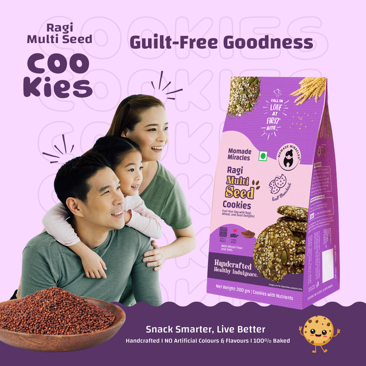 Momade Miracles Ragi Multiseeds Cookies | With Wheat Flour & Butter | Tea Time Snack | Guilt Free Cookies | Millet Cookies |100% Egg-Free Biscuits | Best for Gifting | Authentic Indian Taste, 200 gm Each (Pack Of 2)