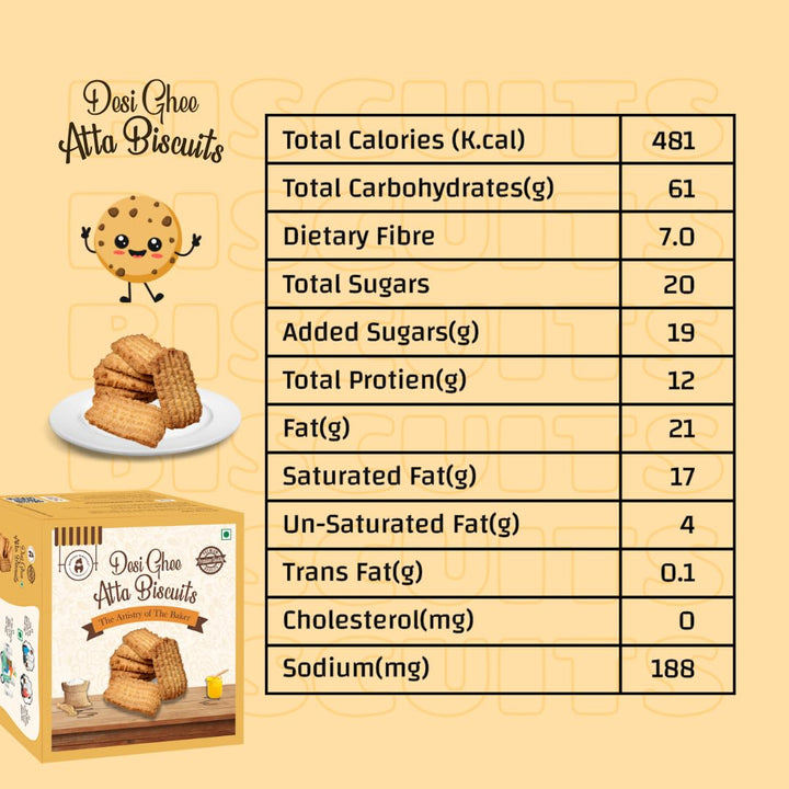 Momade Miracles Desi Ghee Atta Biscuits | Premium Handmade Cookies with Pure Chokkar Aata | No Refined  Flour | No Palm Oil | Healthy Tea Time Snacks | Traditional Recipe | Family Pack 800 Gram | 100% Vegetarian